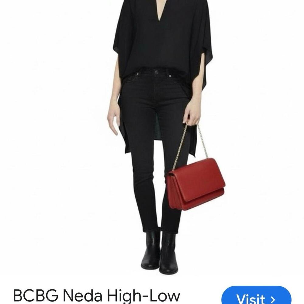 BCBG Maxazria Black Neda High Low Top size XS/S NWT